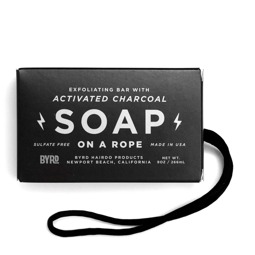 Byrd Soap on a Rope Exfoliating Bar With Activated Charcoal